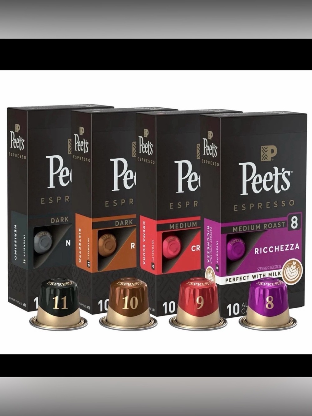 Peet'S Coffee, Dark and Medium Roast Espresso Capsules Variety Pack, 80 Ct